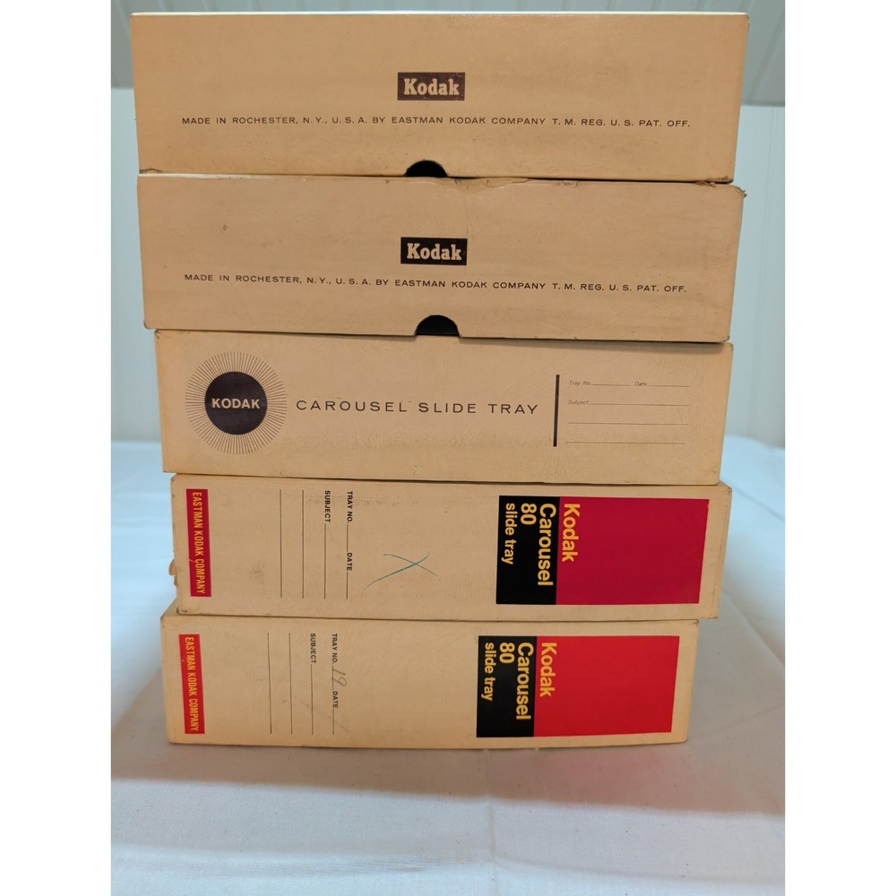 Lot of 5 Vintage Kodak Carousel 80 Slide Trays Circular 35mm Boxed Untested